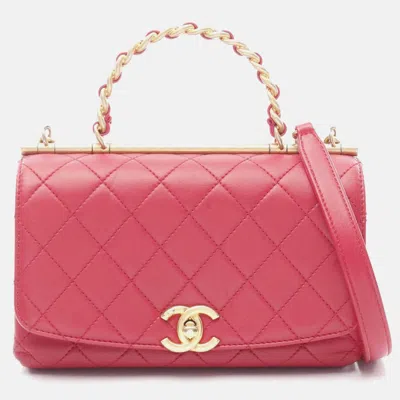 Pre-owned Chanel Matelasse Shoulder Handbag Lamb Leather Pink Cc