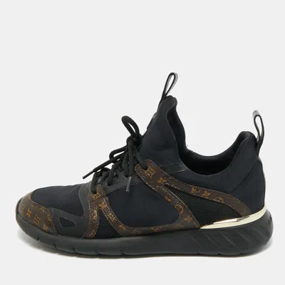 Pre-owned Louis Vuitton Black/brown Fabric And Monogram Canvas Aftergame Sneakers Size 39