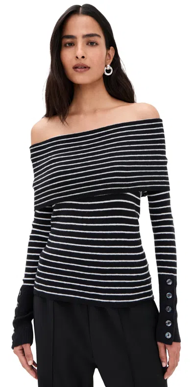 Free People Evergreen Sweater Black And White Comb In Multi