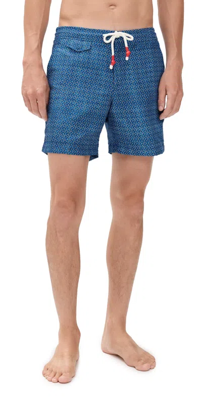 Orlebar Brown Standard Riptide Straight-leg Mid-length Printed Swim Shorts In Blue