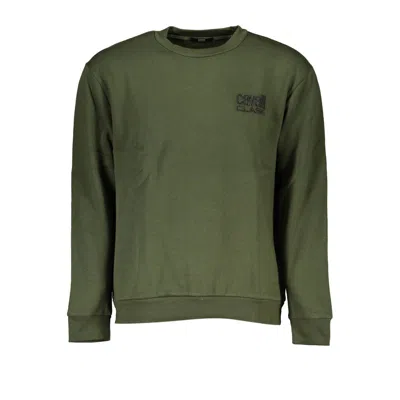Cavalli Class Chic Green Embroidered Crew Neck Sweater In Green