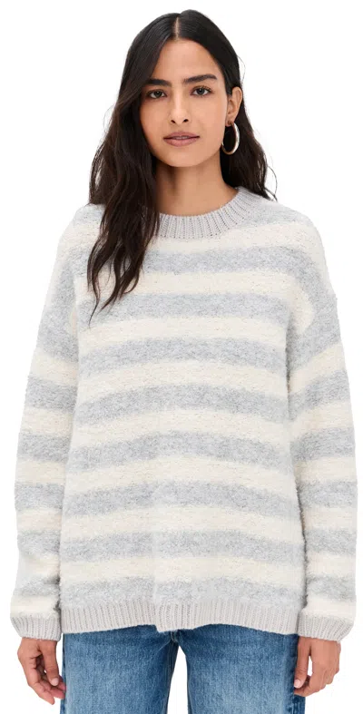 Little Lies Contrast Yarn Stripe Sweater Grey/cream Stripe In Multi