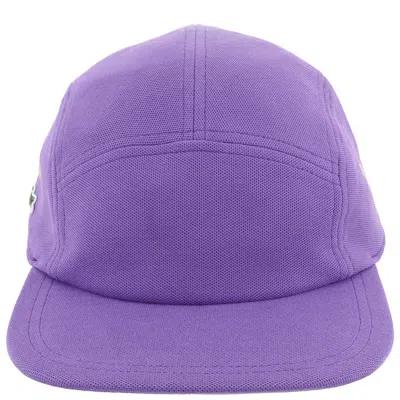 Lacoste Organic Cotton Pique Croc Patch Jockey Cap In Purple