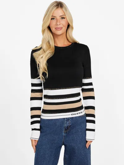 Guess Factory Eco Cindy Striped Sweater In Black