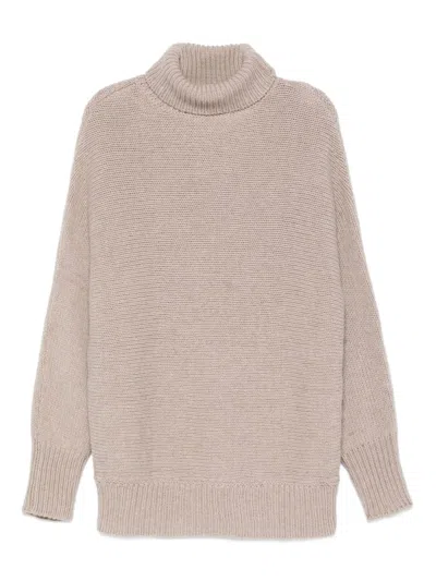 Alysi Ribbed Turtleneck Sweater In Brown