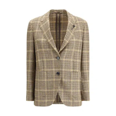 Lardini Checked Twoo-button Blazer In Black