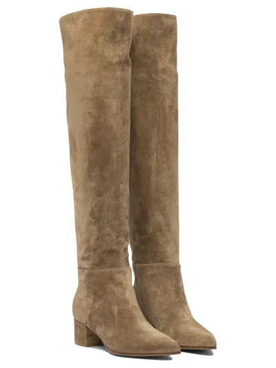 Gianvito Rossi Piper 45 Over-the-knee Suede Boots In Sand