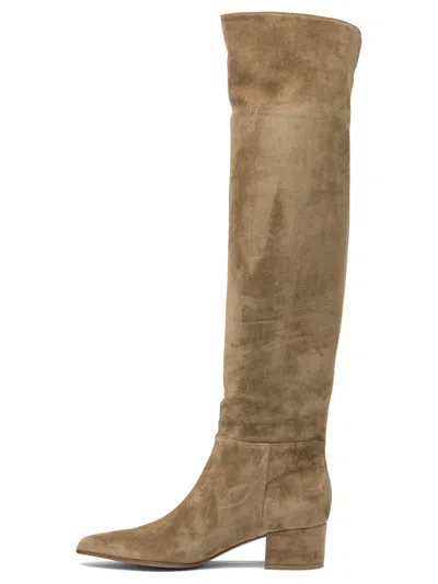 Gianvito Rossi Piper 45 Over-the-knee Suede Boots In Sand
