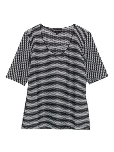Emporio Armani Striped Scoop Neck Sleeveless Top In Gray