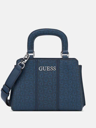 Guess Factory Radleigh Logo Mini Satchel In Blue