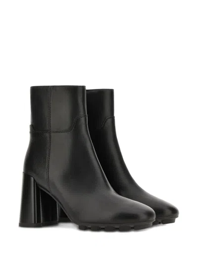 Hogan H695 Leather Ankle Boots In Black