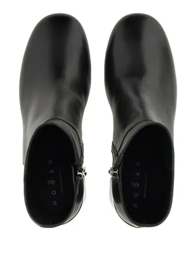 Hogan H695 Leather Ankle Boots In Black
