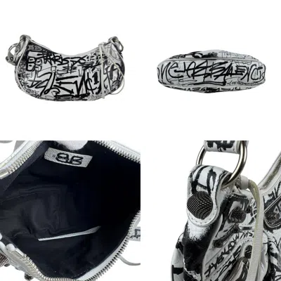 Pre-owned Balenciaga Black White Leather Shoulder Bag ()