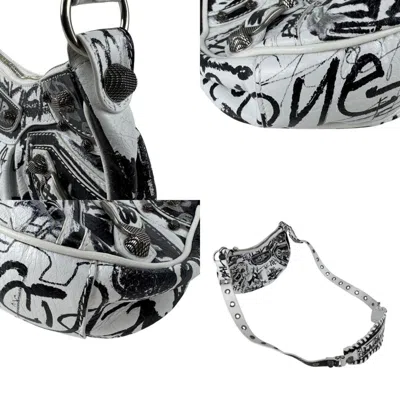 Pre-owned Balenciaga Black White Leather Shoulder Bag ()