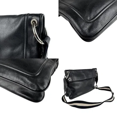 Pre-owned Bally Black Off-white Leather Canvas Shoulder Bag ()