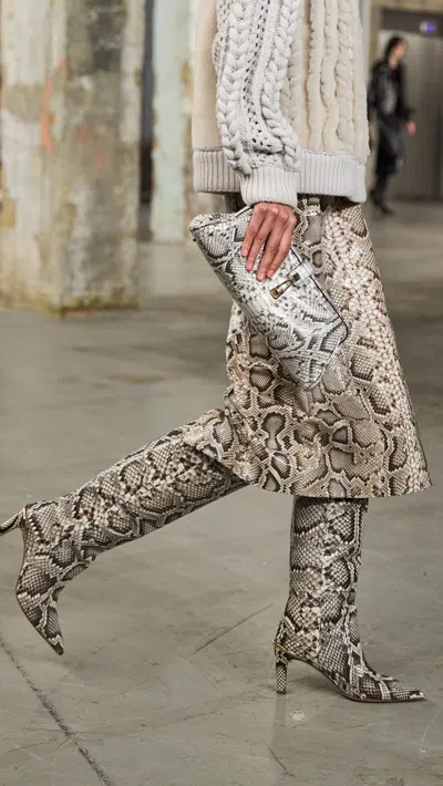 Gabriela Hearst Paola Clutch In Black & White Inversa™ Snakeskin In Multi