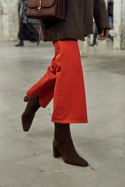 Gabriela Hearst Luke High Heel Ankle Boot In Chocolate Suede In Brown