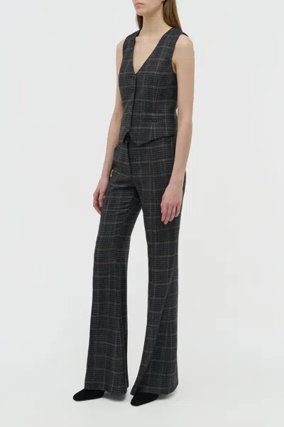 Gabriela Hearst Coleridge Vest In Charcoal Multi Wool Silk Clubcheck Plaid In Black