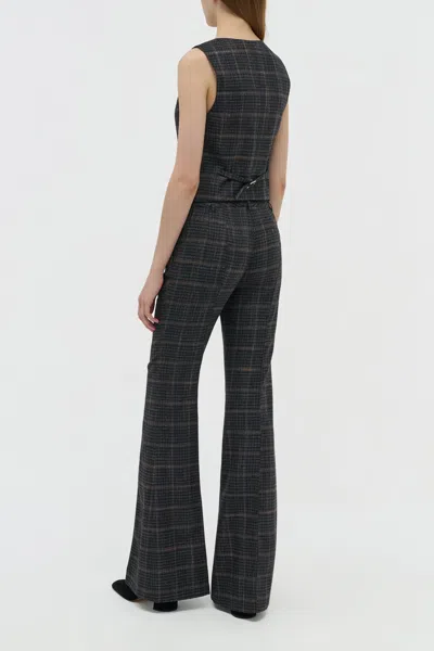 Gabriela Hearst Coleridge Vest In Charcoal Multi Wool Silk Clubcheck Plaid In Black