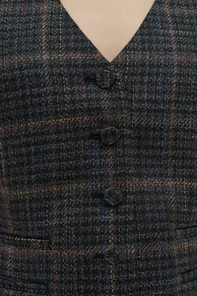 Gabriela Hearst Coleridge Vest In Charcoal Multi Wool Silk Clubcheck Plaid In Black