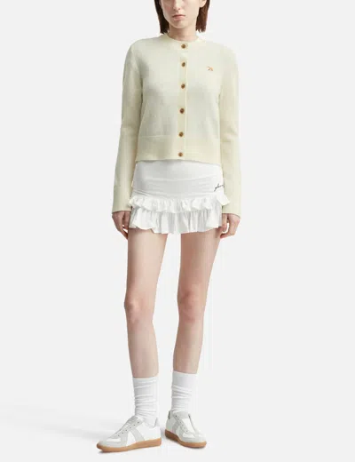Maison Kitsuné Cardigan Wool Embroidered Detail In Neutral