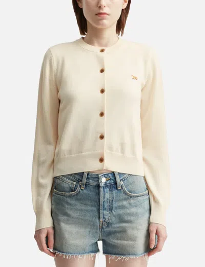 Maison Kitsuné Cardigan Wool Embroidered Detail In Neutral