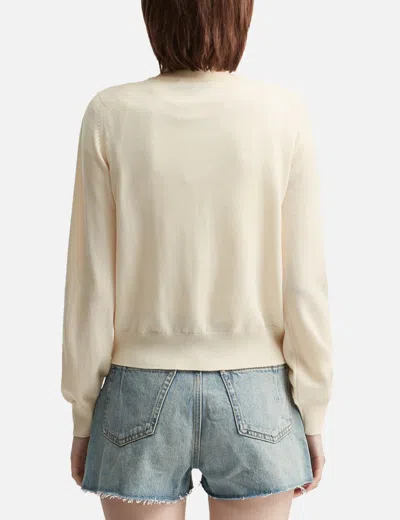 Maison Kitsuné Cardigan Wool Embroidered Detail In Neutral