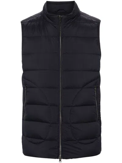 Herno Black Polyamide Sleveless Jacket In Blue