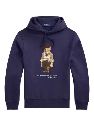 Polo Ralph Lauren Hooded Sweatshirt With Graphic Print And Pocket In Purple
