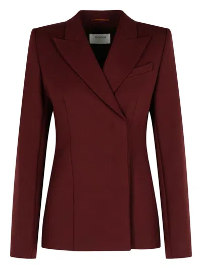Sportmax Structured Double-breasted Jacket Back Vent In Burgundy