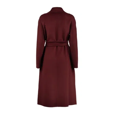 Max Mara Coat In Cashemre Wool And Silk In Burgundy