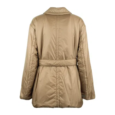 Max Mara Glossy Padded Double-breasted Trench Coat In Brown