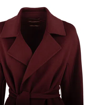 Max Mara Coat In Cashemre Wool And Silk In Burgundy