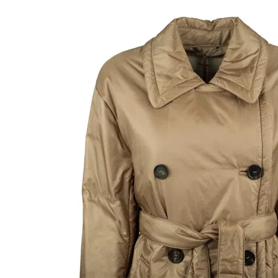 Max Mara Glossy Padded Double-breasted Trench Coat In Brown