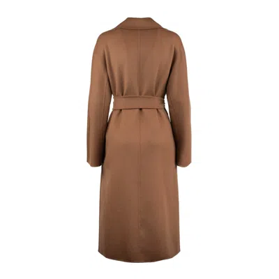 Max Mara Hazelnut Robe Coat In Cashmere Wool And Silk In Brown
