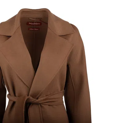Max Mara Hazelnut Robe Coat In Cashmere Wool And Silk In Brown