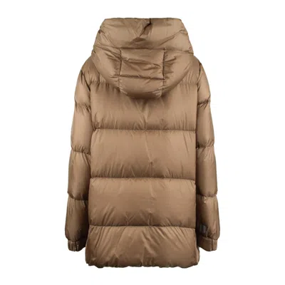 Max Mara Padded Down Jacket With Hood In Brown
