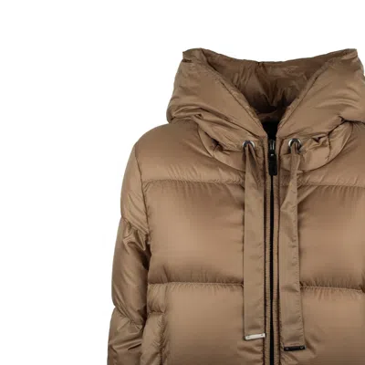 Max Mara Padded Down Jacket With Hood In Brown