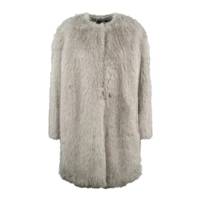 Max Mara Eros Faux Fur Jacket In Gray