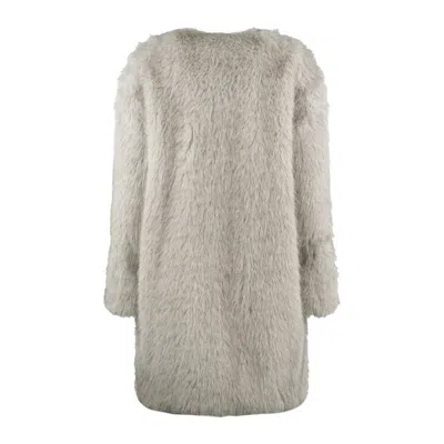 Max Mara Eros Faux Fur Jacket In Gray