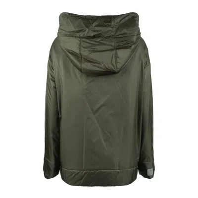 Max Mara Green Khaki Padded Drip-proof Canvas Jacket With Hood In Green