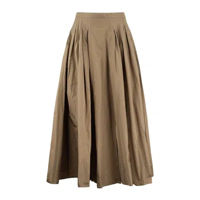 Max Mara Hazelnut Taffeta Pleated Skirt In Sand