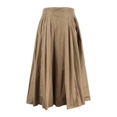Max Mara Hazelnut Taffeta Pleated Skirt In Sand