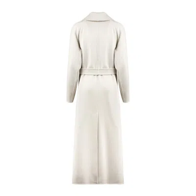 Max Mara Ivory Wool Long Robe Coat In Gray