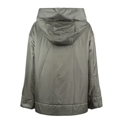 Max Mara Ice Gray Padded Drip-proof Canvas Jacket With Hood In Gray