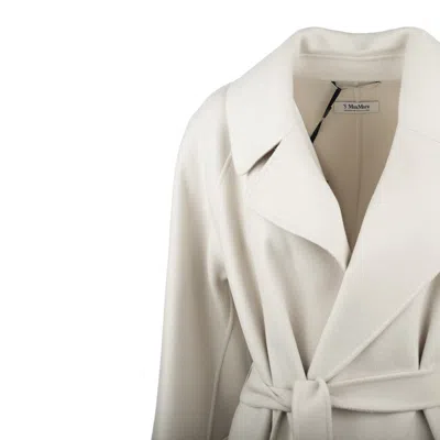Max Mara Ivory Wool Long Robe Coat In Gray