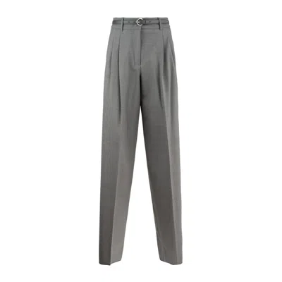Max Mara Grey Wool Knit Pants In Gray