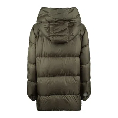 Max Mara Khaki Green Anti-drip Canvas Down Jacket In Green