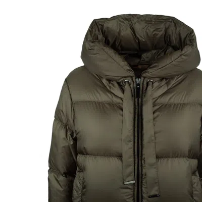 Max Mara Khaki Green Anti-drip Canvas Down Jacket In Green