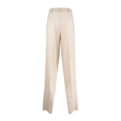 Max Mara Natural Wool Knit Pants In Neutral
